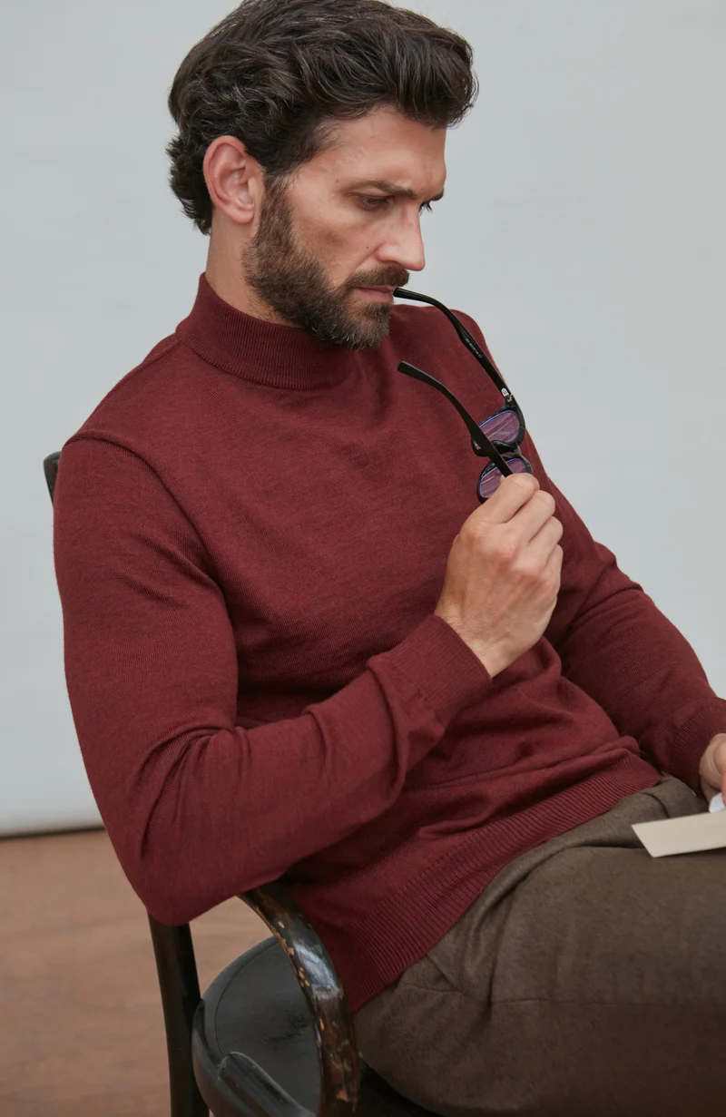 Rollkragenpullover aus extrafeiner Merinowolle für Herren