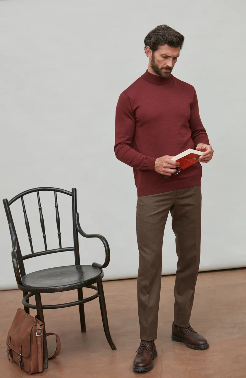 Rollkragenpullover aus extrafeiner Merinowolle für Herren