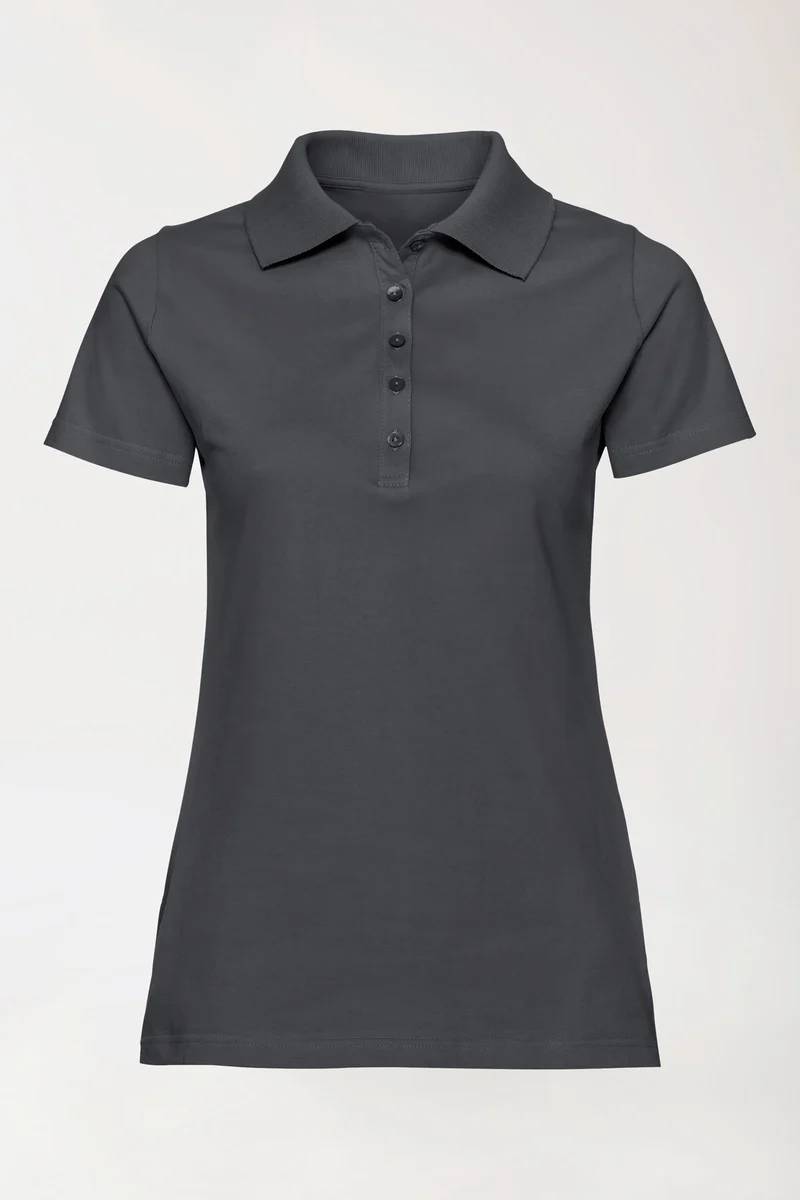 Stretch Shirt Damen - Polokragen erzgrau