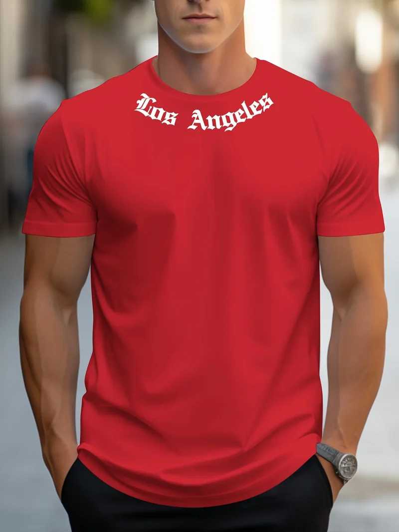 Herren T-Shirt Los Angeles Shirt Rundhals Streetwear Tank Top Hemd Polohemd