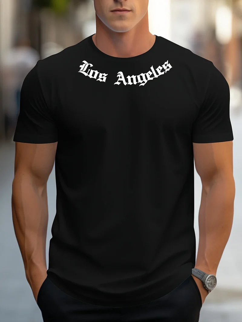 Herren T-Shirt Los Angeles Shirt Rundhals Streetwear Tank Top Hemd Polohemd