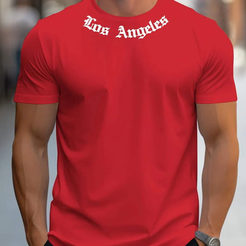 Herren T-Shirt Los Angeles Shirt Rundhals Streetwear Tank Top Hemd Polohemd