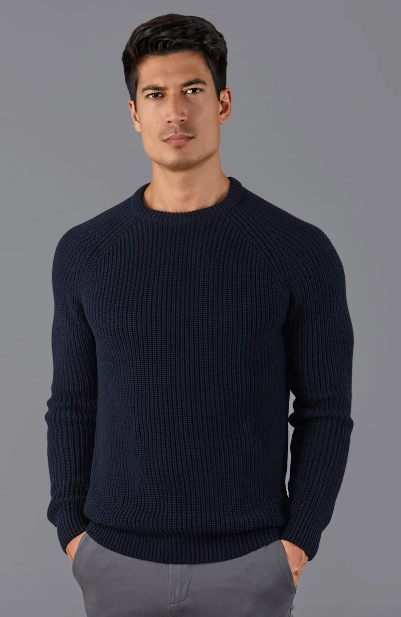 Herren-Pullover aus 100 % Fischer-Rippstrick-Baumwolle