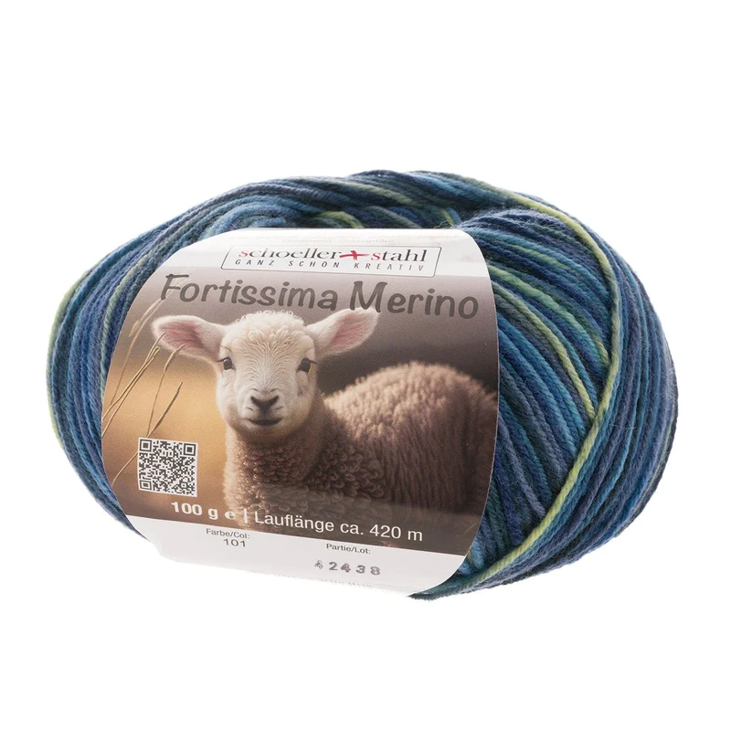 Fortissima 4-fach Merino-Sockenwolle 100g | Farbe 101 - DENIM