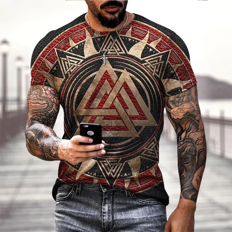 Wikinger Tattoo 3D-Druck T-Shirt Herrenmode Straße Hip Hop Wikinger Muster Kurzarm Tops lustige Frauen Kinder T-Shirt Sommer