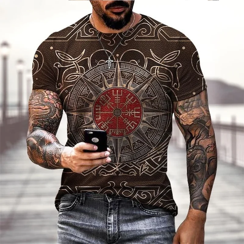 Wikinger Tattoo 3D-Druck T-Shirt Herrenmode Straße Hip Hop Wikinger Muster Kurzarm Tops lustige Frauen Kinder T-Shirt Sommer