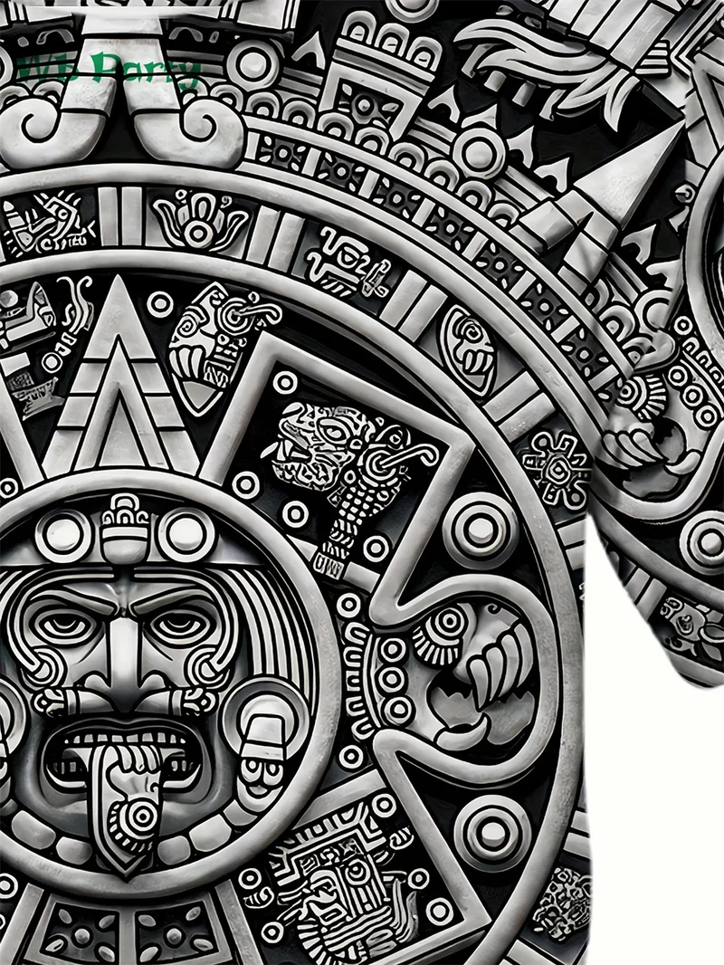 Aztec Themed Muster 3D Print T-Shirt Kompressionsshirt Kurzarm T-Shirt Herren Sommer T-Shirts Vintage Print Herrenbekleidung Tops