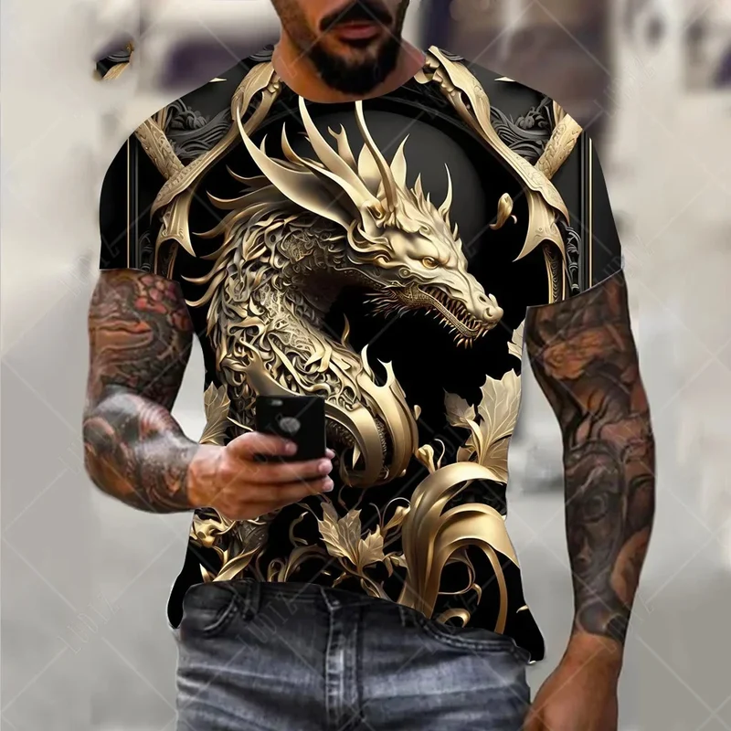 Männer Drachen T-shirt Mode 3d Gedruckt T Shirt Tier Muster Kurzen ärmeln Übergroßen Streetwear T-shirts Sommer Casual männer tops
