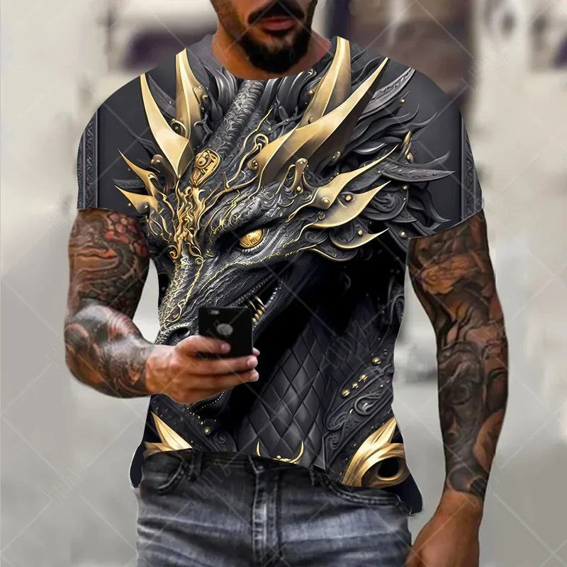Männer Drachen T-shirt Mode 3d Gedruckt T Shirt Tier Muster Kurzen ärmeln Übergroßen Streetwear T-shirts Sommer Casual männer tops