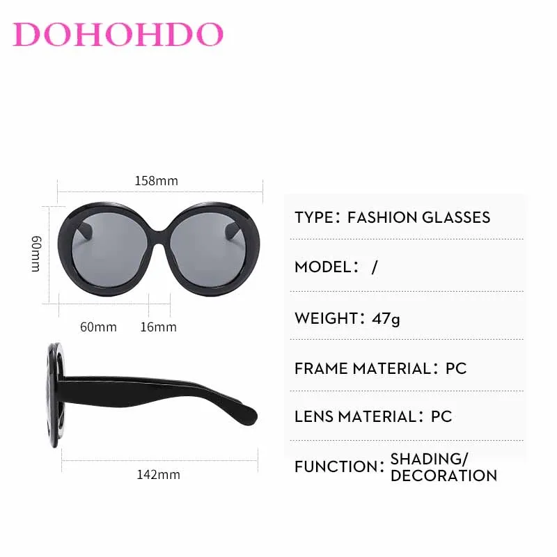 Damen Sonnenbrille Designer Luxus Brille Runde Übergröße Gläser Vintage UV400