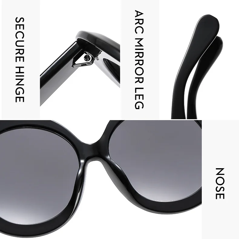 Damen Sonnenbrille Designer Luxus Brille Runde Übergröße Gläser Vintage UV400