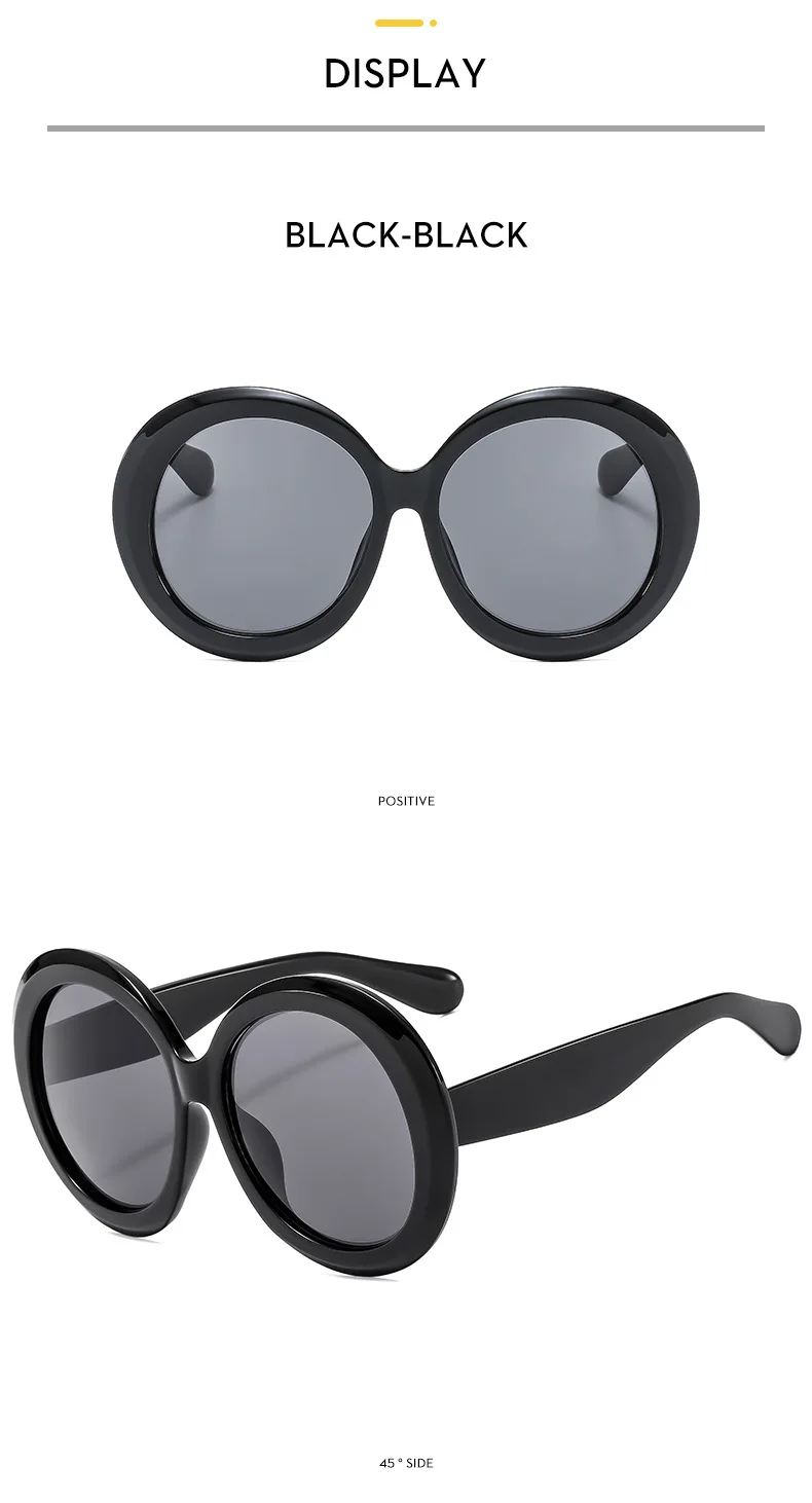 Damen Sonnenbrille Designer Luxus Brille Runde Übergröße Gläser Vintage UV400