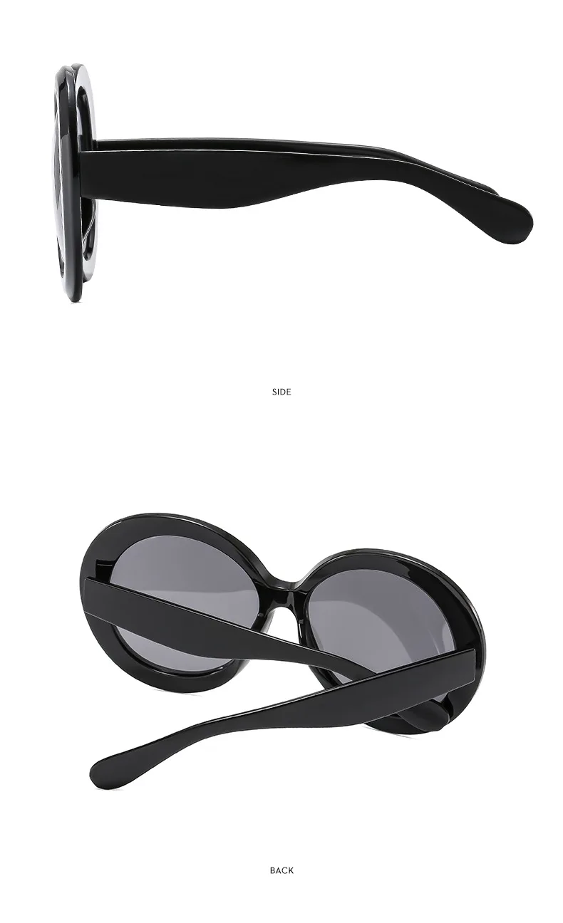 Damen Sonnenbrille Designer Luxus Brille Runde Übergröße Gläser Vintage UV400