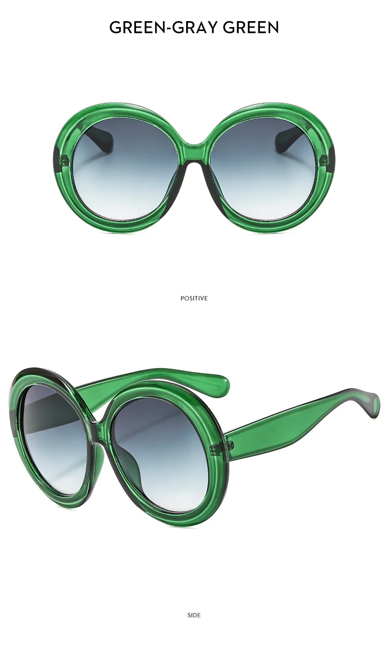 Damen Sonnenbrille Designer Luxus Brille Runde Übergröße Gläser Vintage UV400