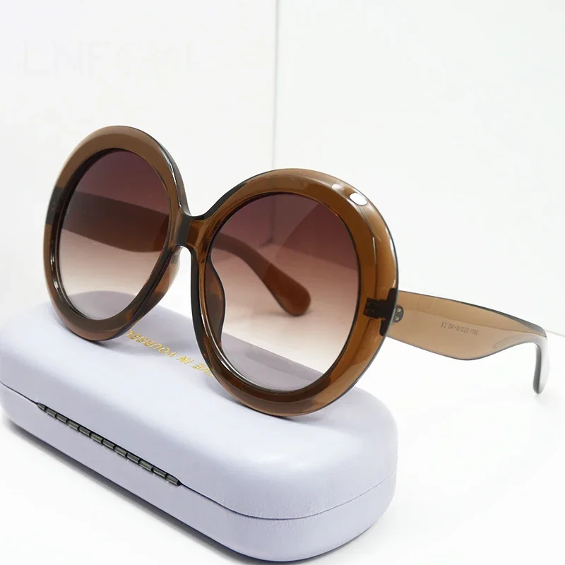 JNPCXI Übergroße Runde Sonnenbrille Frauen Männer Luxus Marke Großen Rahmen Sonnenbrille Brille Große Shades Unisex Reiten Brillen