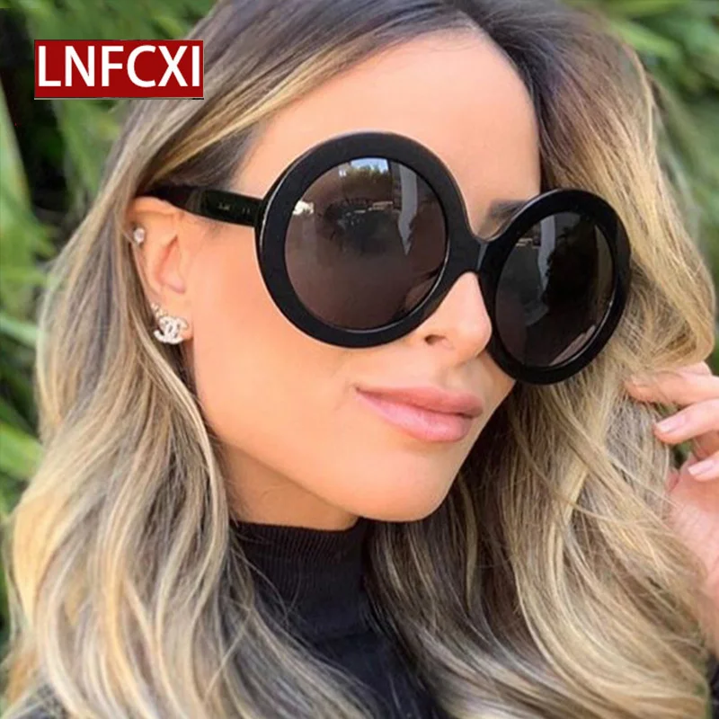 JNPCXI Übergroße Runde Sonnenbrille Frauen Männer Luxus Marke Großen Rahmen Sonnenbrille Brille Große Shades Unisex Reiten Brillen