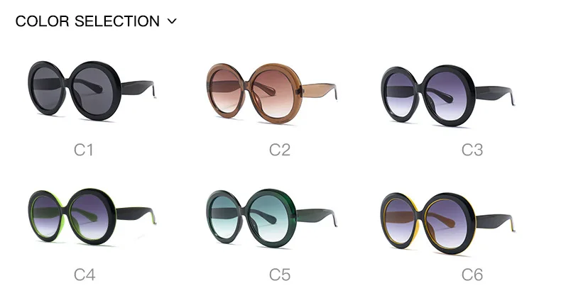JNPCXI Übergroße Runde Sonnenbrille Frauen Männer Luxus Marke Großen Rahmen Sonnenbrille Brille Große Shades Unisex Reiten Brillen