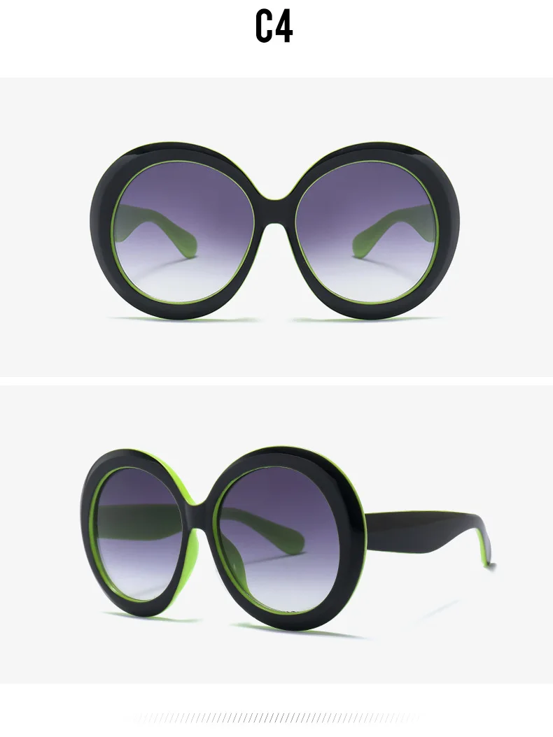 JNPCXI Übergroße Runde Sonnenbrille Frauen Männer Luxus Marke Großen Rahmen Sonnenbrille Brille Große Shades Unisex Reiten Brillen