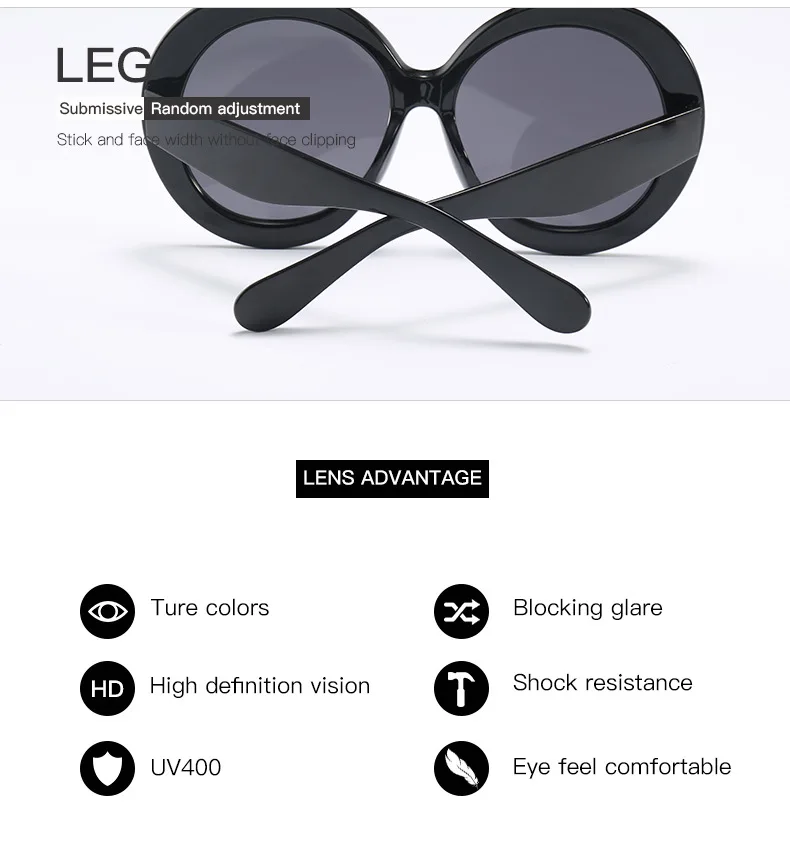 JNPCXI Übergroße Runde Sonnenbrille Frauen Männer Luxus Marke Großen Rahmen Sonnenbrille Brille Große Shades Unisex Reiten Brillen