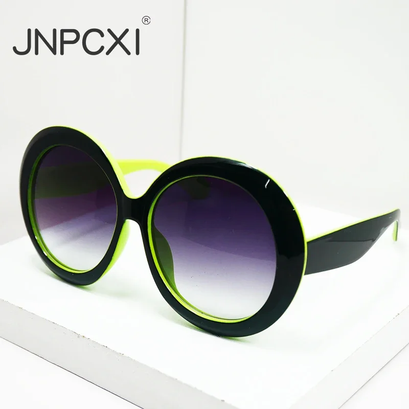 JNPCXI Übergroße Runde Sonnenbrille Frauen Männer Luxus Marke Großen Rahmen Sonnenbrille Brille Große Shades Unisex Reiten Brillen