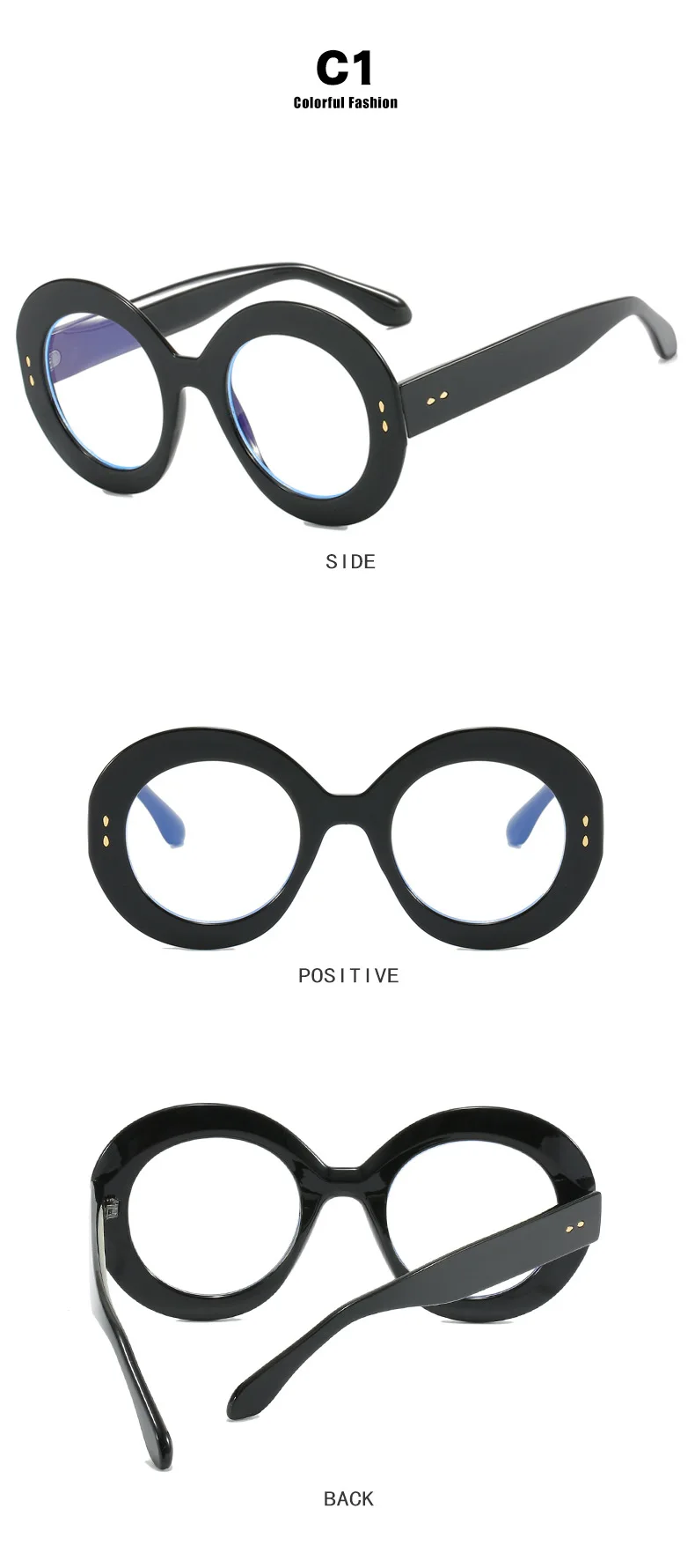 Damen Sonnenbrille Designer Luxus Brille Runde Übergröße Gläser Vintage UV400