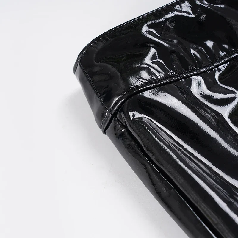 Sexy Damen Fashion Hose Gothic Punk glänzende PU Lederhose Schlaghose Latex