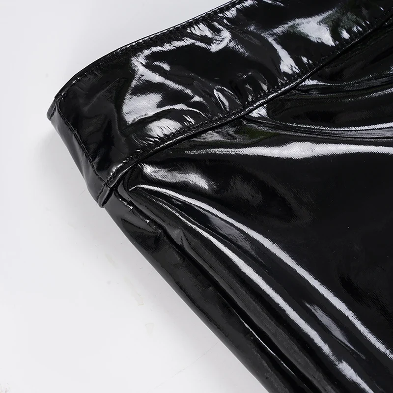 Sexy Damen Fashion Hose Gothic Punk glänzende PU Lederhose Schlaghose Latex