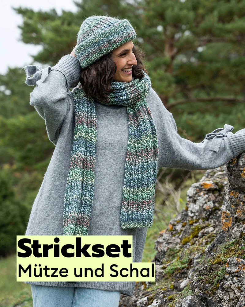 Strickset Mütze und Schal mit Alpaka