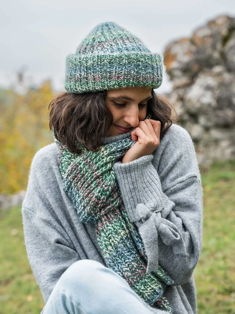 Strickset Mütze und Schal mit Alpaka