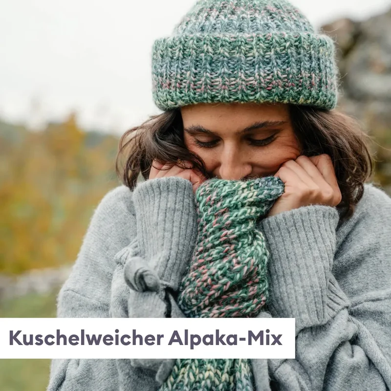 Strickset Mütze und Schal mit Alpaka