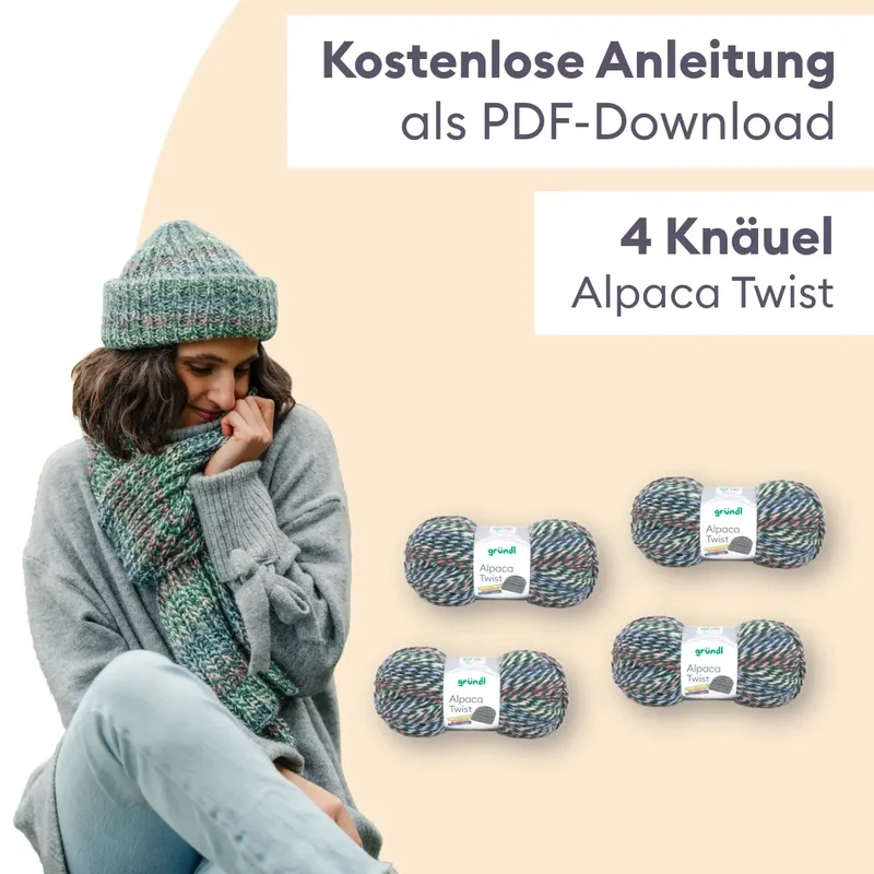 Strickset Mütze und Schal mit Alpaka