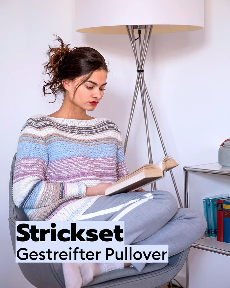 Strickset gestreifter Pullover kraus rechts