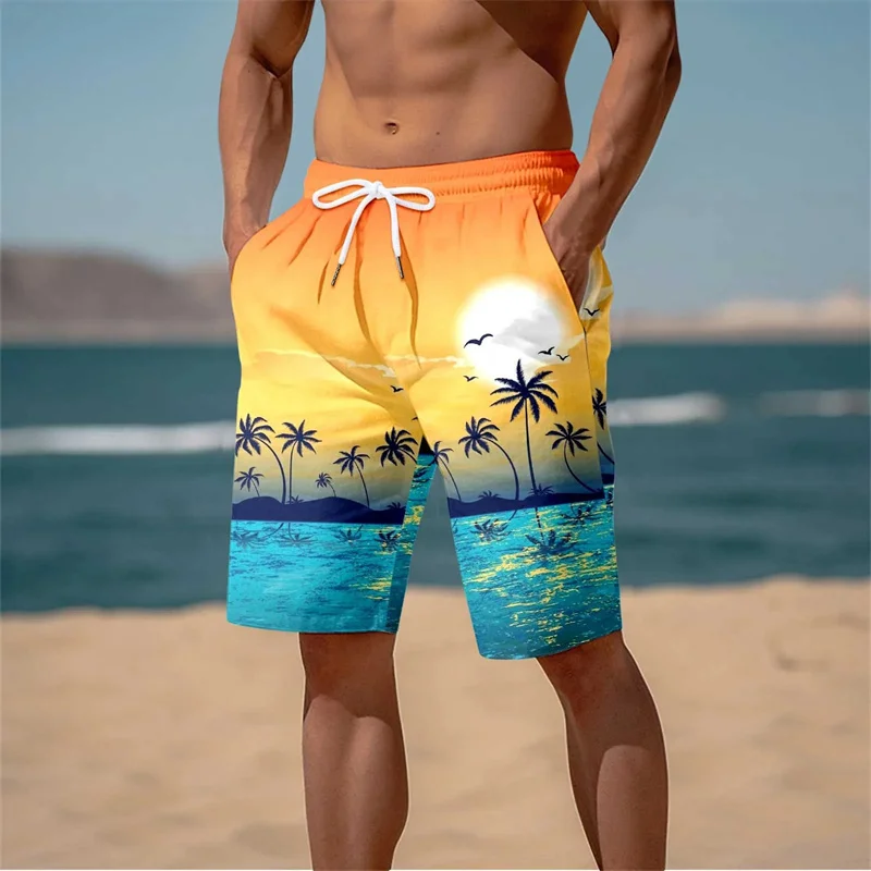 Hawaii-Badehose Herren Badeshort Kurzehose Shorts Schwimmhose 100% Polyester