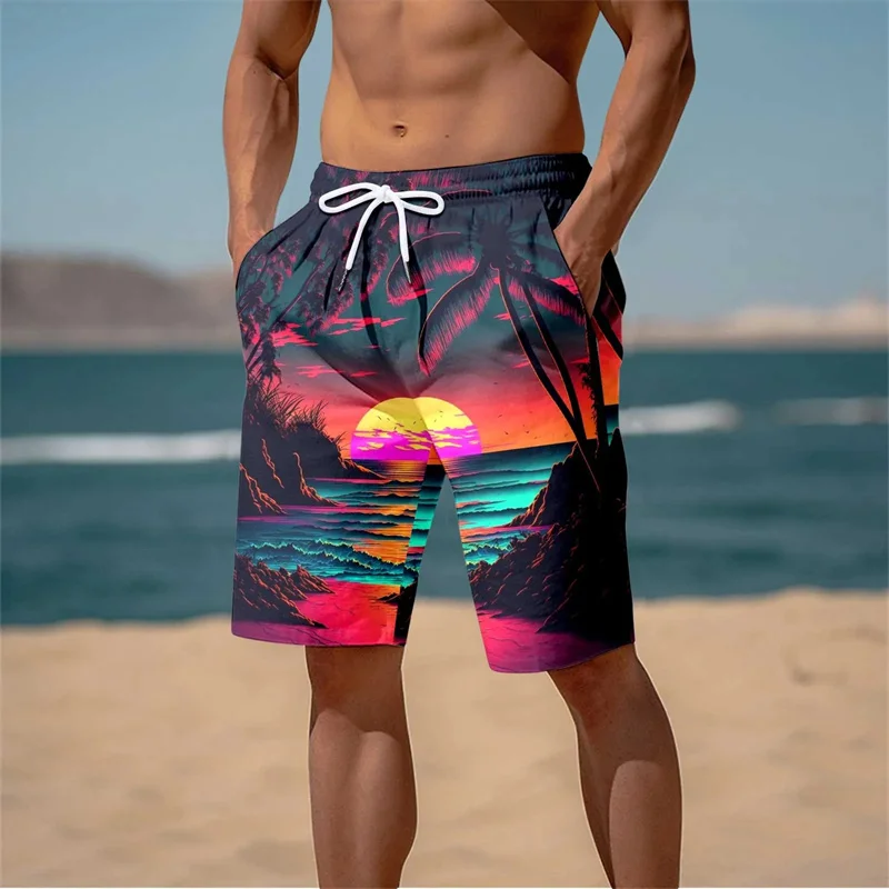 Hawaii-Badehose Herren Badeshort Kurzehose Shorts Schwimmhose 100% Polyester