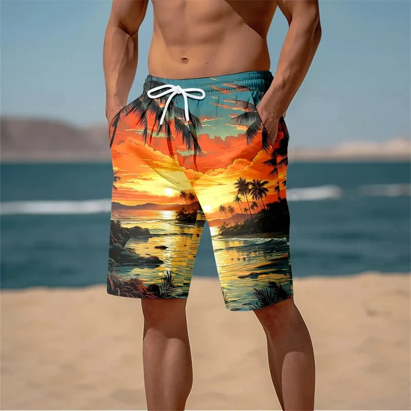 Hawaii-Badehose Herren Badeshort Kurzehose Shorts Schwimmhose 100% Polyester