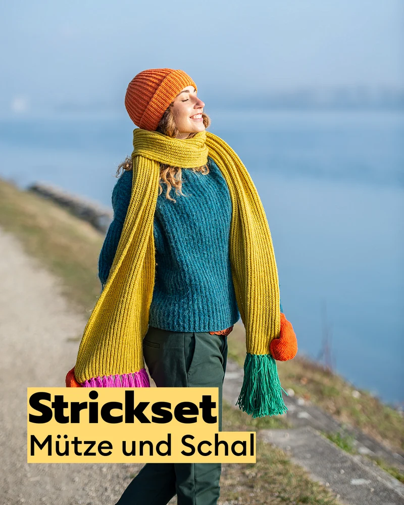 Strickset Mütze und Schal im Patent