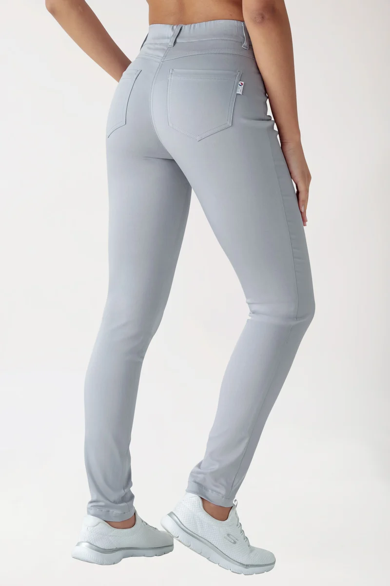 Stretch 5-Pocket Hose Damen - schlankes Bein grau