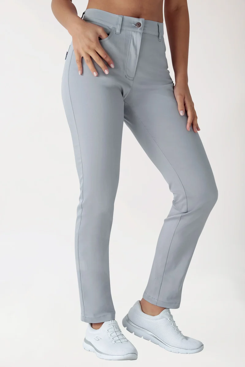 Stretch 5-Pocket Hose Damen - gerades Bein grau