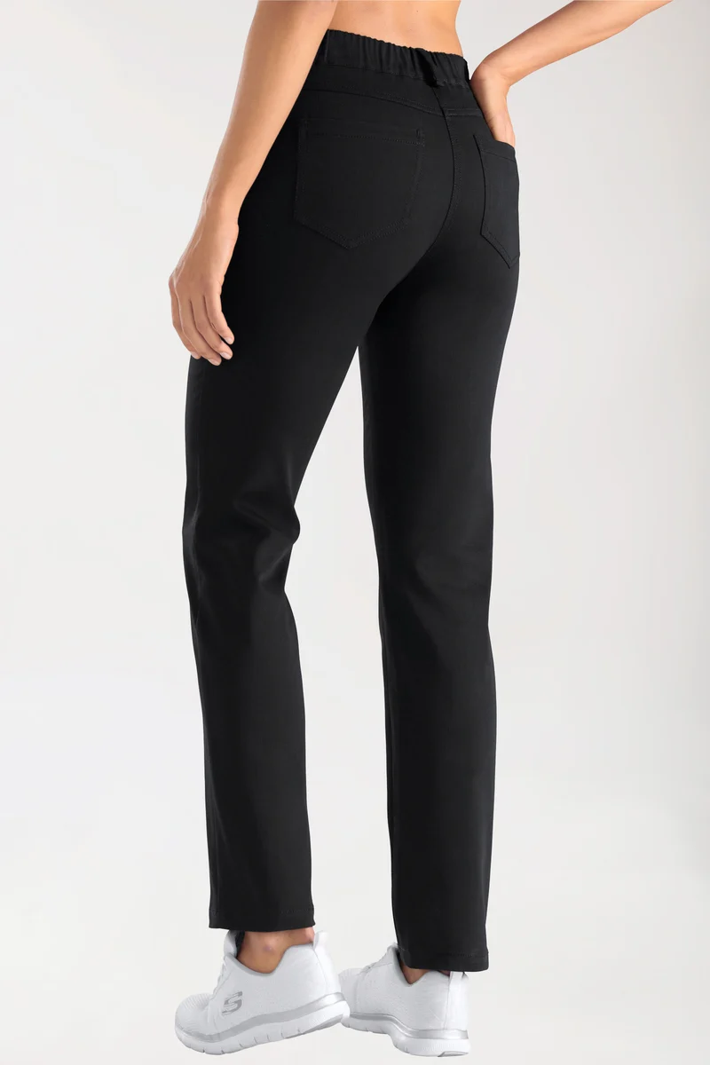 Stretch 5-Pocket Hose Damen - gerades Bein schwarz