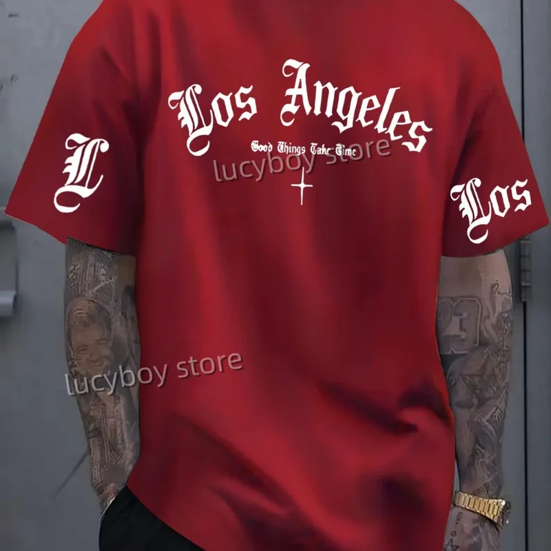 Herren T-Shirt Los Angeles Shirt Rundhals Streetwear Tank Top Hemd Polohemd