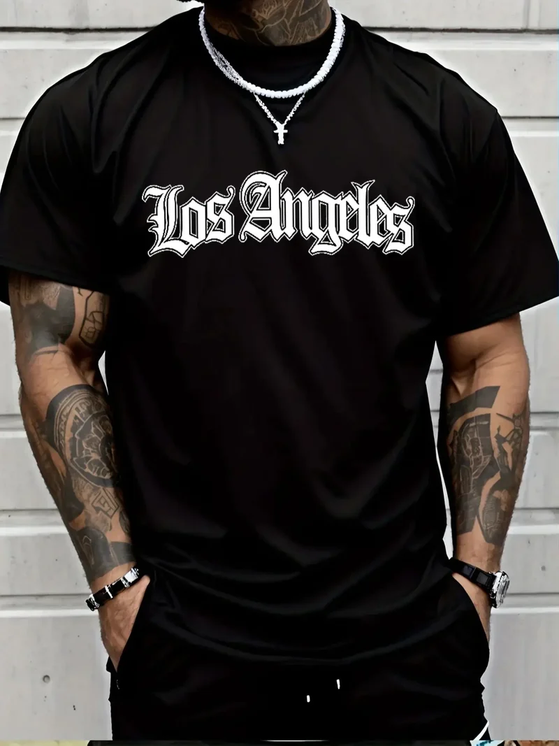 Herren T-Shirt Los Angeles Shirt Rundhals Streetwear Tank Top Hemd Polohemd