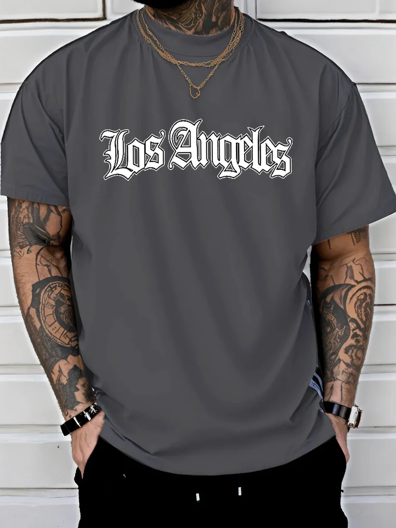 Herren T-Shirt Los Angeles Shirt Rundhals Streetwear Tank Top Hemd Polohemd