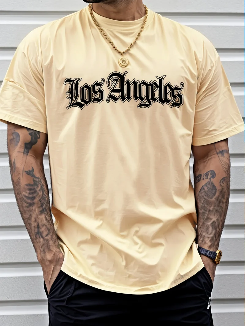 Herren T-Shirt Los Angeles Shirt Rundhals Streetwear Tank Top Hemd Polohemd