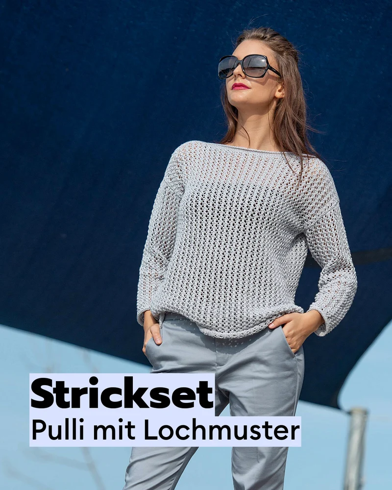 Strickset Pullover im Lochmuster