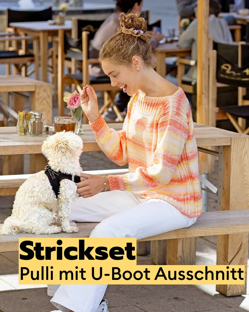 Strickset Pullover mit U-Boot-Ausschnitt