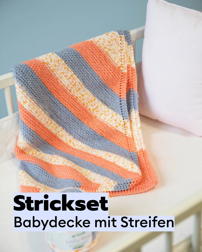 Strickset Babydecke mit Streifen