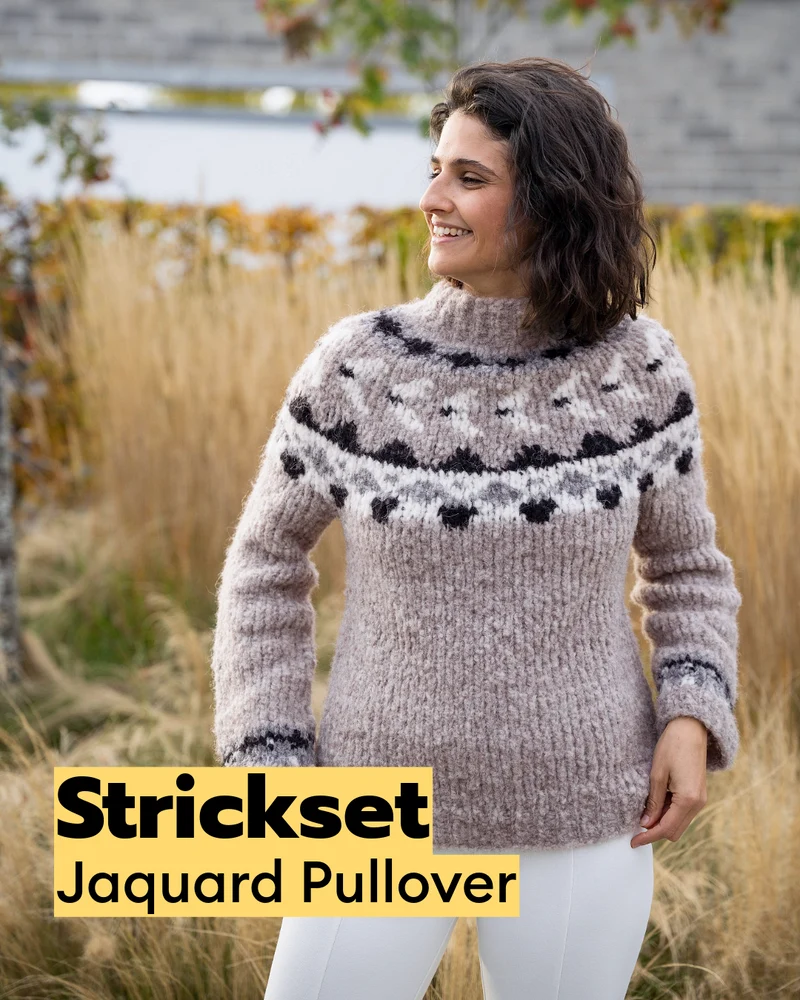 Strickset Jacquard-Pullover Top Down