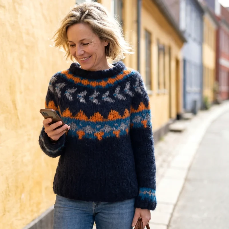 Strickset Jacquard-Pullover Top Down