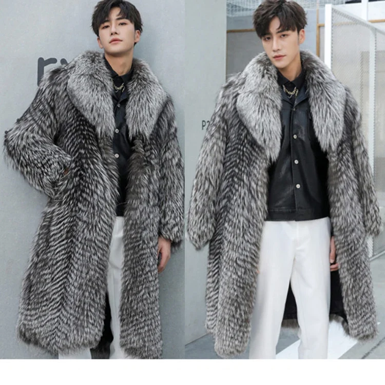 Herren Wintermantel Pelzmantel Kunstpelzmantel Herrenmantel Kunstpelz Mantel
