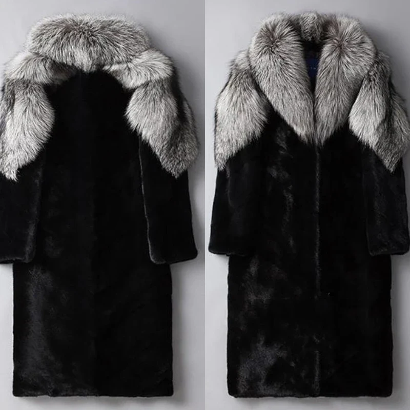 Herren Wintermantel Pelzmantel Kunstpelzmantel Herrenmantel Kunstpelz Mantel
